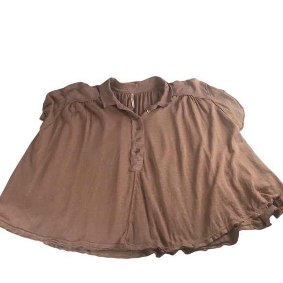 BLOUSE - Women's Free People Low Down Henley Linen Blend Cropped Top. Size Small - Picture 15 of 16